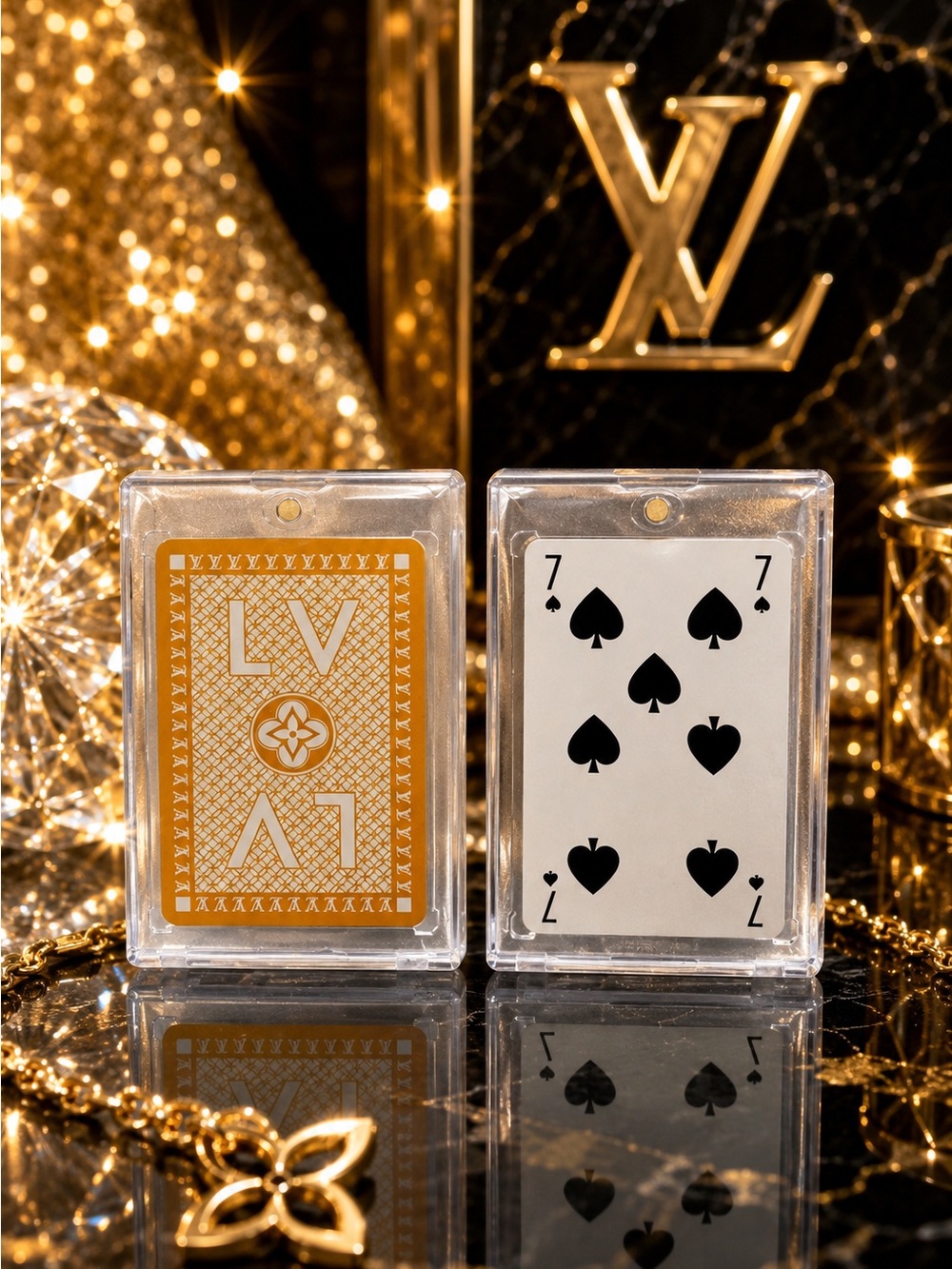 Louis Vuitton LV Lucky 7 of Spades Golden Yellow Collector Luxury Playing Card